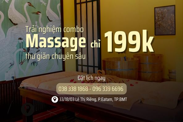 COMBO XÔNG HƠI, MASSAGE, GỘI ĐẦU DƯỠNG SINH chỉ 199K (Giá gốc 3̵9̵9̵K)